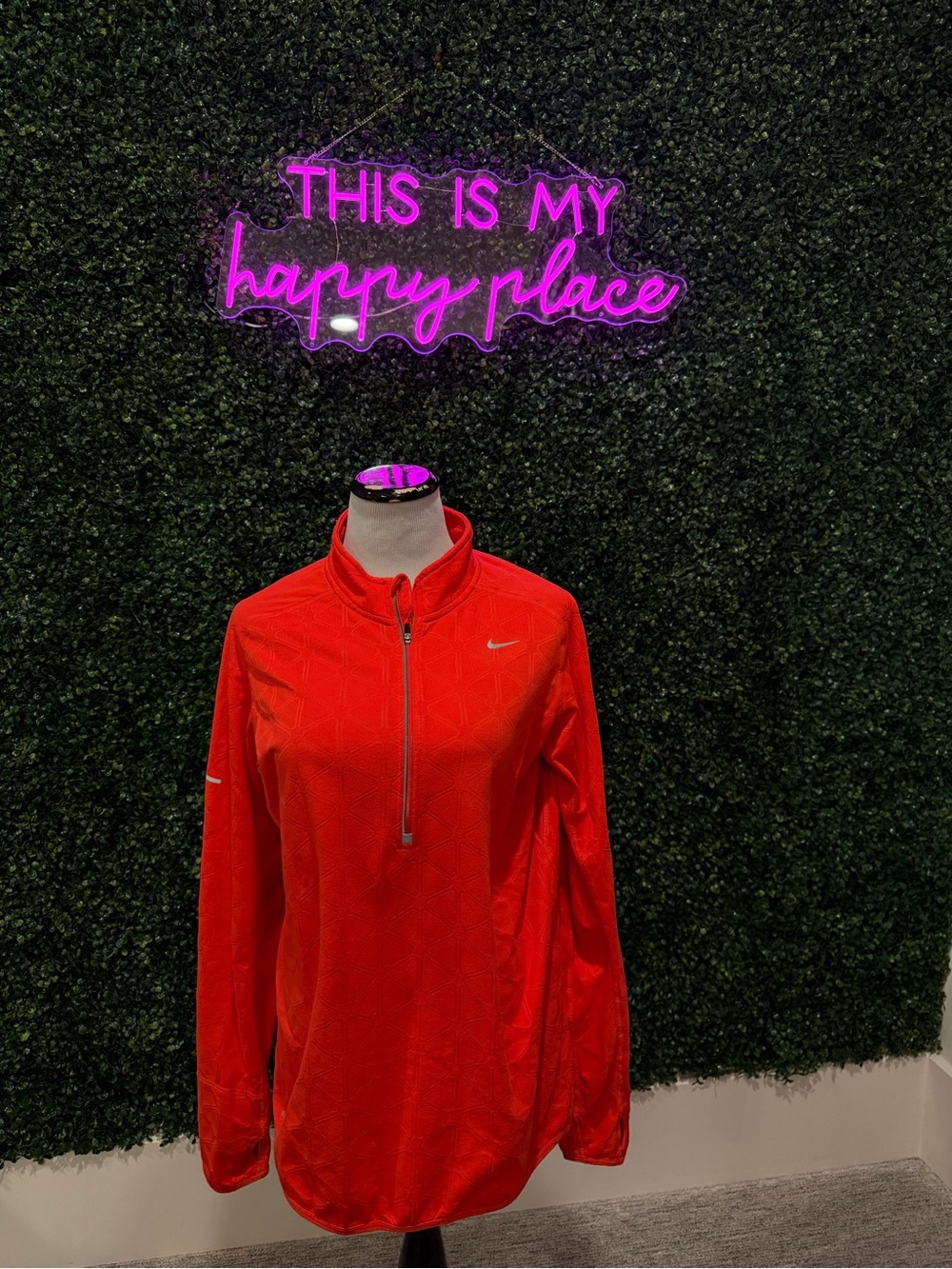 Nike Red Half-Zip Athletic Pullover with geometric print